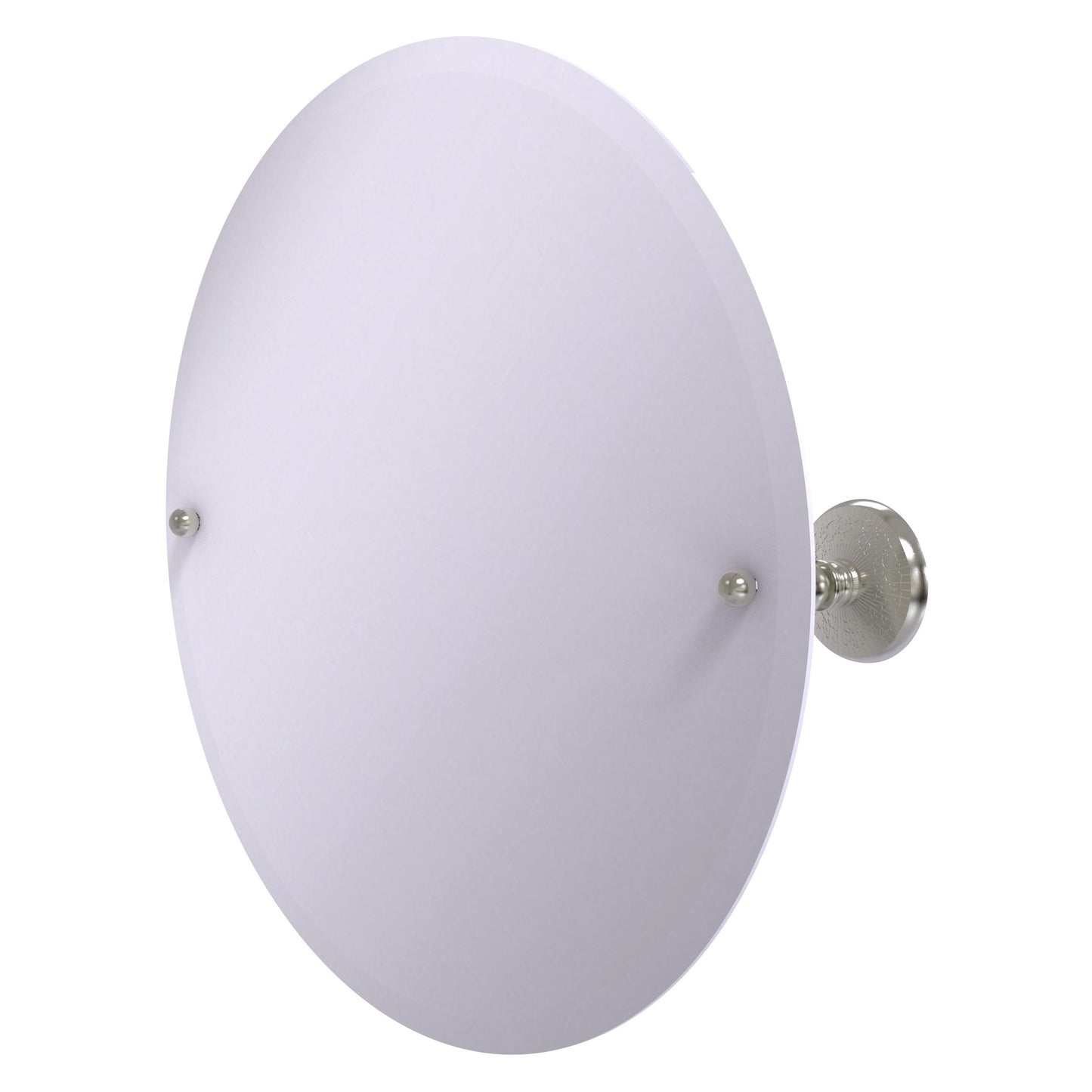 Allied Brass Prestige Monte Carlo 22" x 22" Satin Nickel Solid Brass Frameless Round Tilt Mirror With Beveled Edge