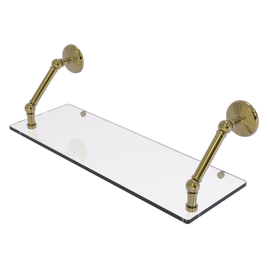 Allied Brass Prestige Monte Carlo 24" x 8" Unlacquered Brass Solid Brass Floating Glass Shelf