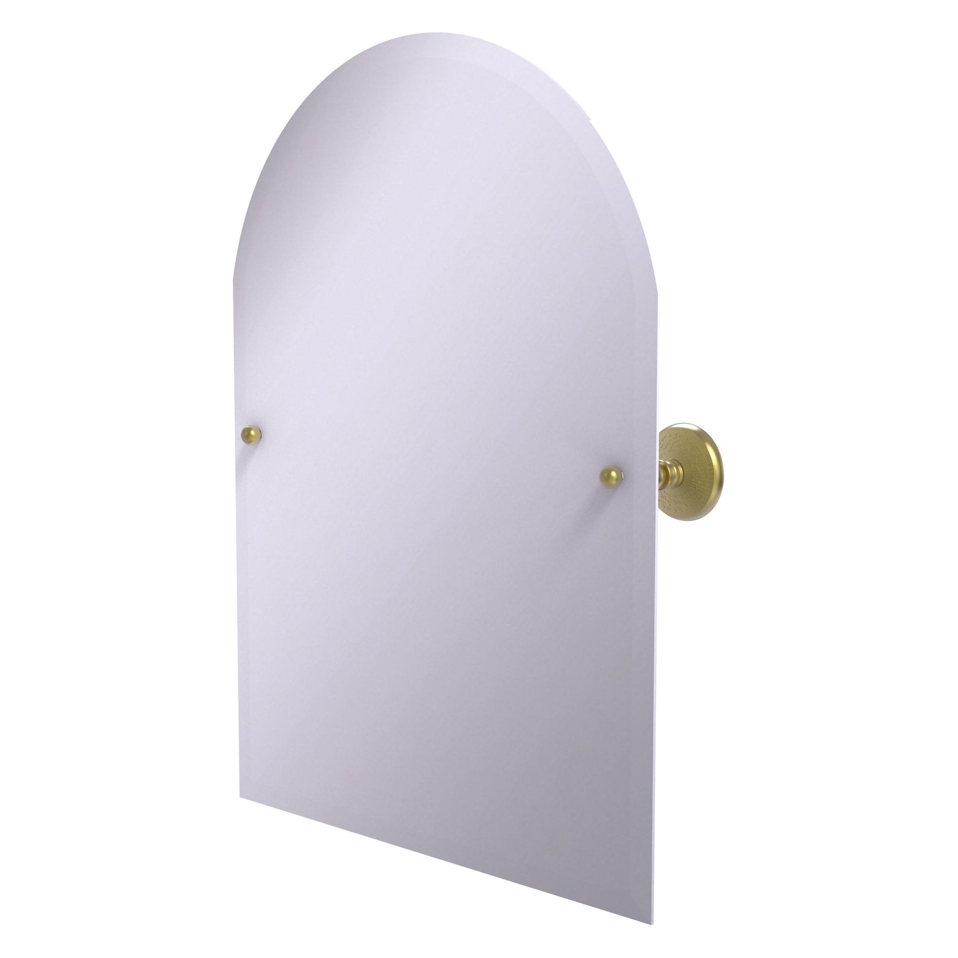 Allied Brass Prestige Monte Carlo 29" x 21" Satin Brass Solid Brass Frameless Arched Top Tilt Mirror With Beveled Edge