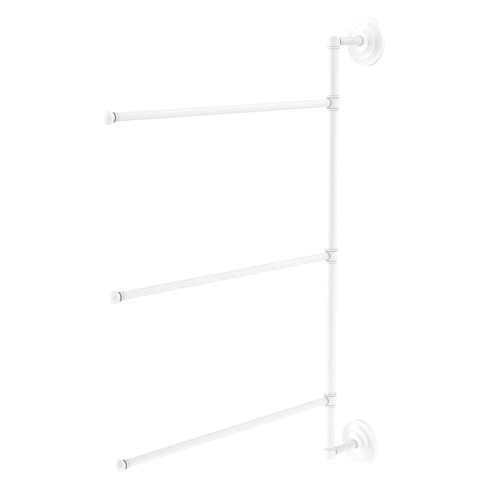 Allied Brass Prestige Que New 20.2" x 3.1" Matte White Solid Brass 3-Swing Arm Vertical 28-Inch Towel Bar