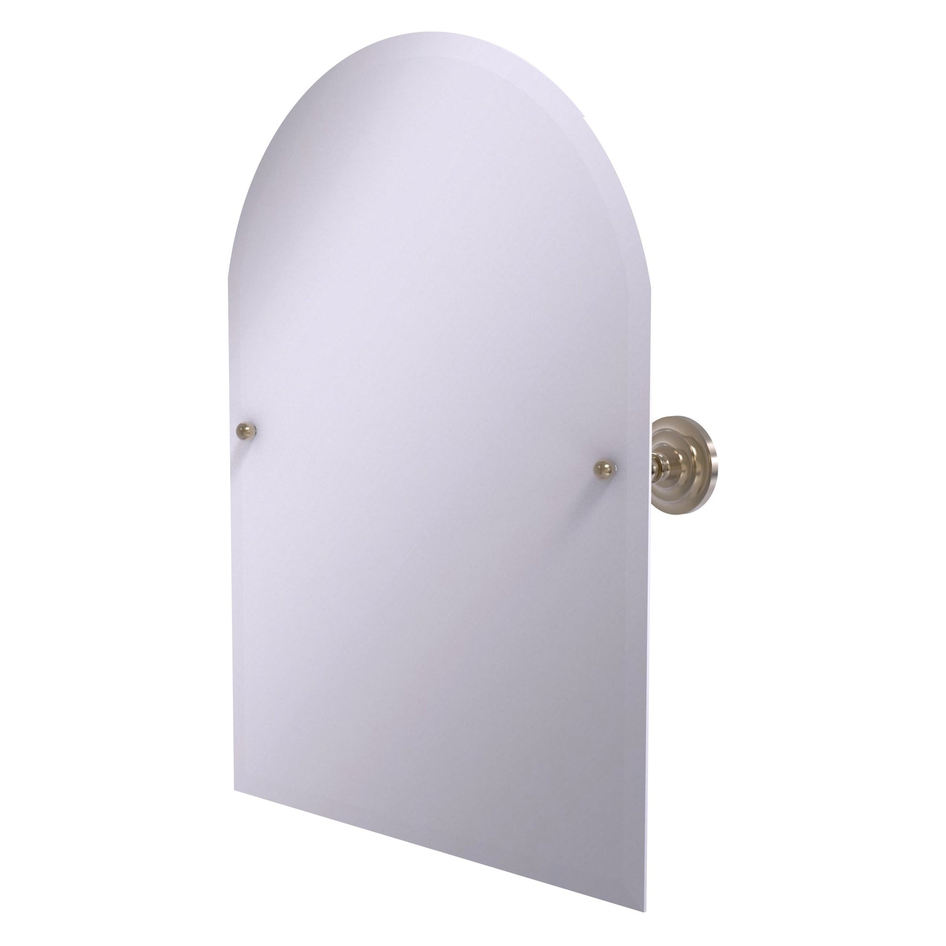 Allied Brass Prestige Que New 21" x 26" Antique Pewter Solid Brass Frameless Arched Top Tilt Mirror With Beveled Edge