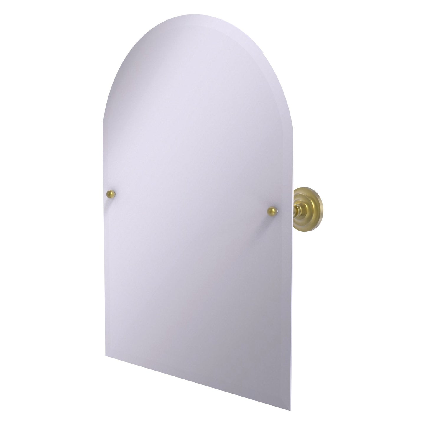 Allied Brass Prestige Que New 21" x 26" Satin Brass Solid Brass Frameless Arched Top Tilt Mirror With Beveled Edge