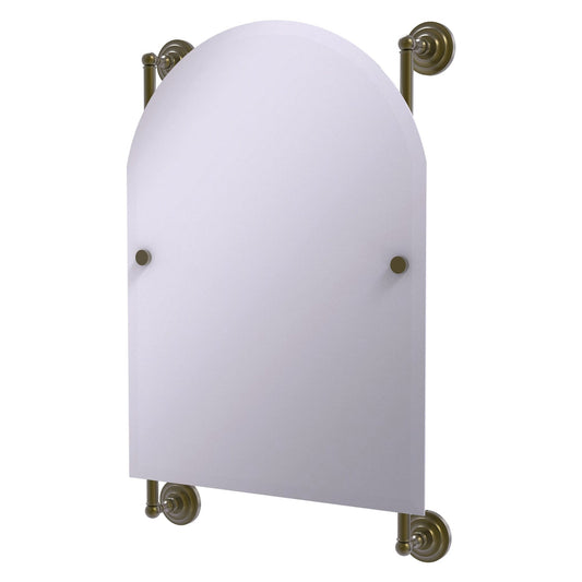 Allied Brass Prestige Que New 21" x 3.8" Antique Brass Solid Brass Arched Top Frameless Rail Mounted Mirror