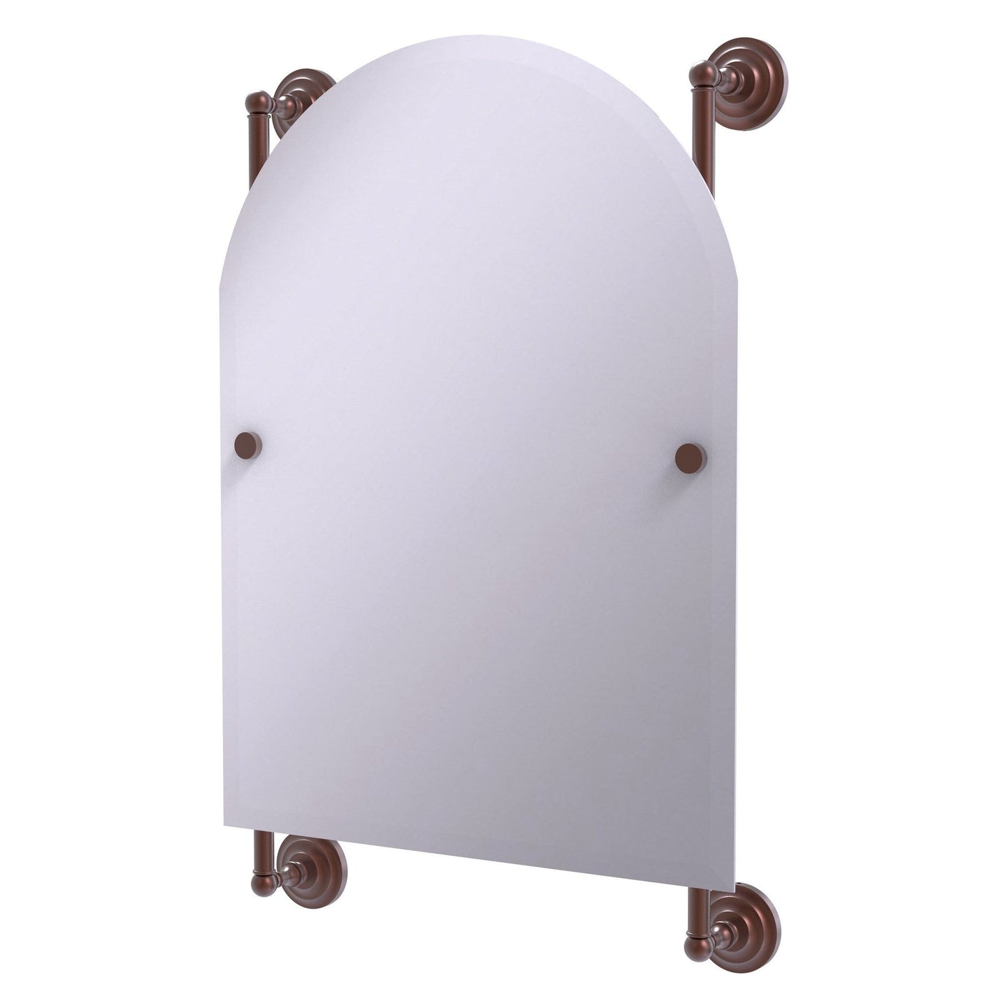 Allied Brass Prestige Que New 21" x 3.8" Antique Copper Solid Brass Arched Top Frameless Rail Mounted Mirror
