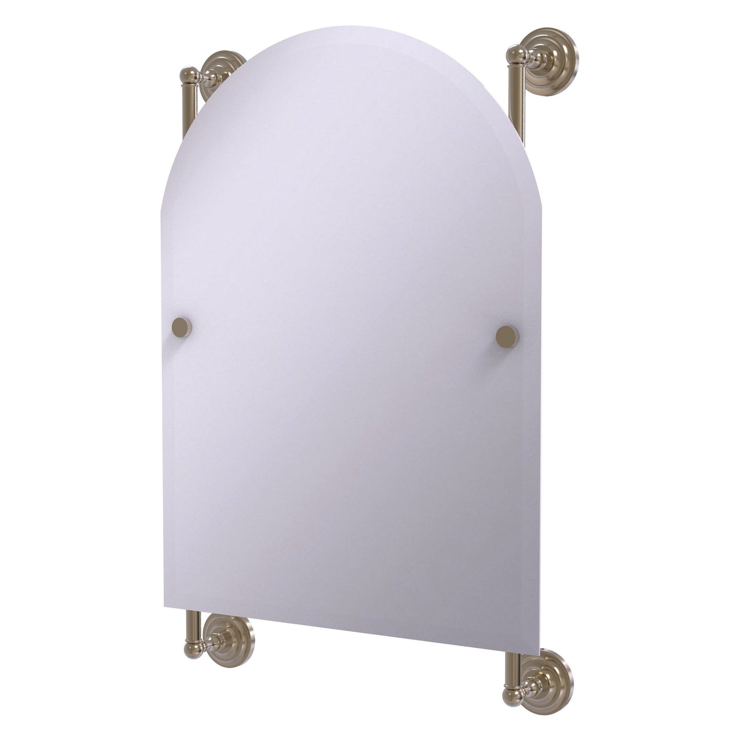 Allied Brass Prestige Que New 21" x 3.8" Antique Pewter Solid Brass Arched Top Frameless Rail Mounted Mirror
