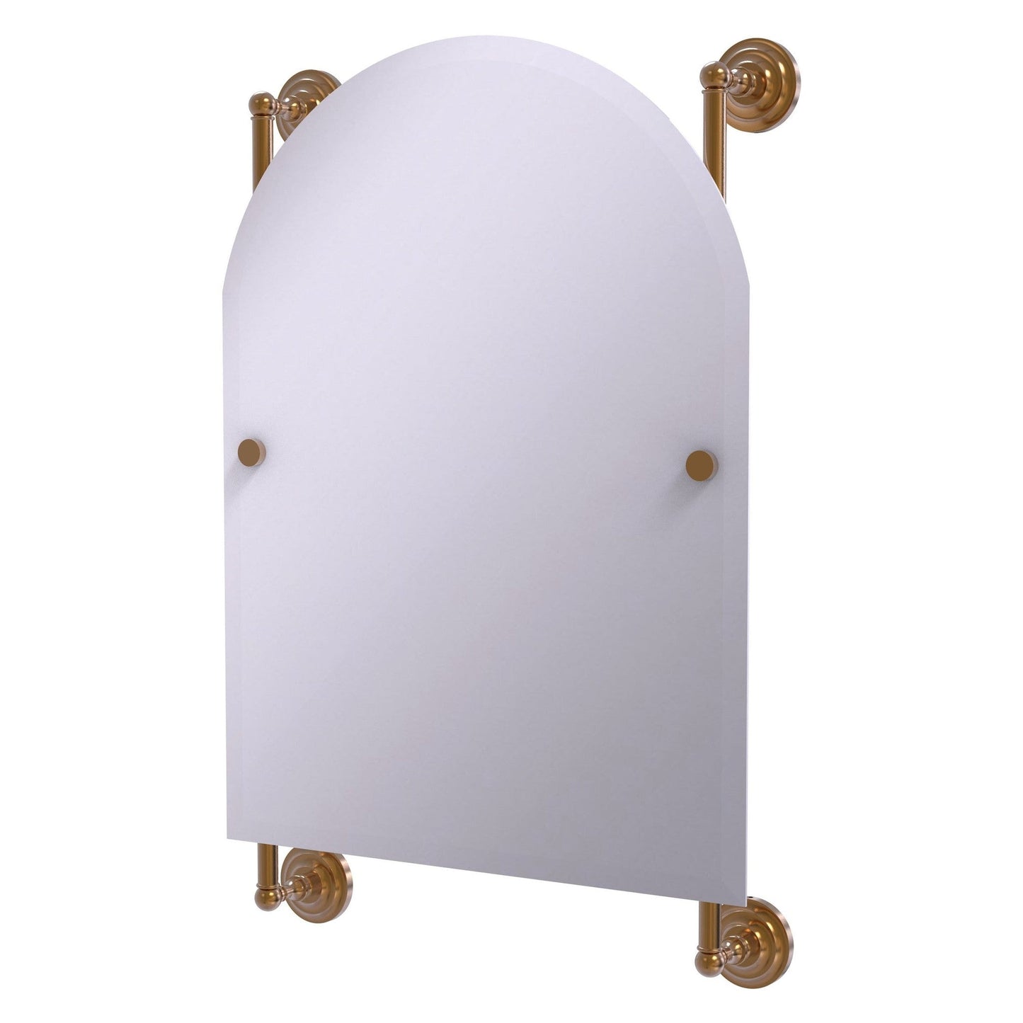 Allied Brass Prestige Que New 21" x 3.8" Brushed Bronze Solid Brass Arched Top Frameless Rail Mounted Mirror