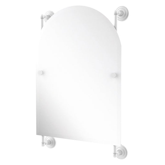 Allied Brass Prestige Que New 21" x 3.8" Matte White Solid Brass Arched Top Frameless Rail Mounted Mirror