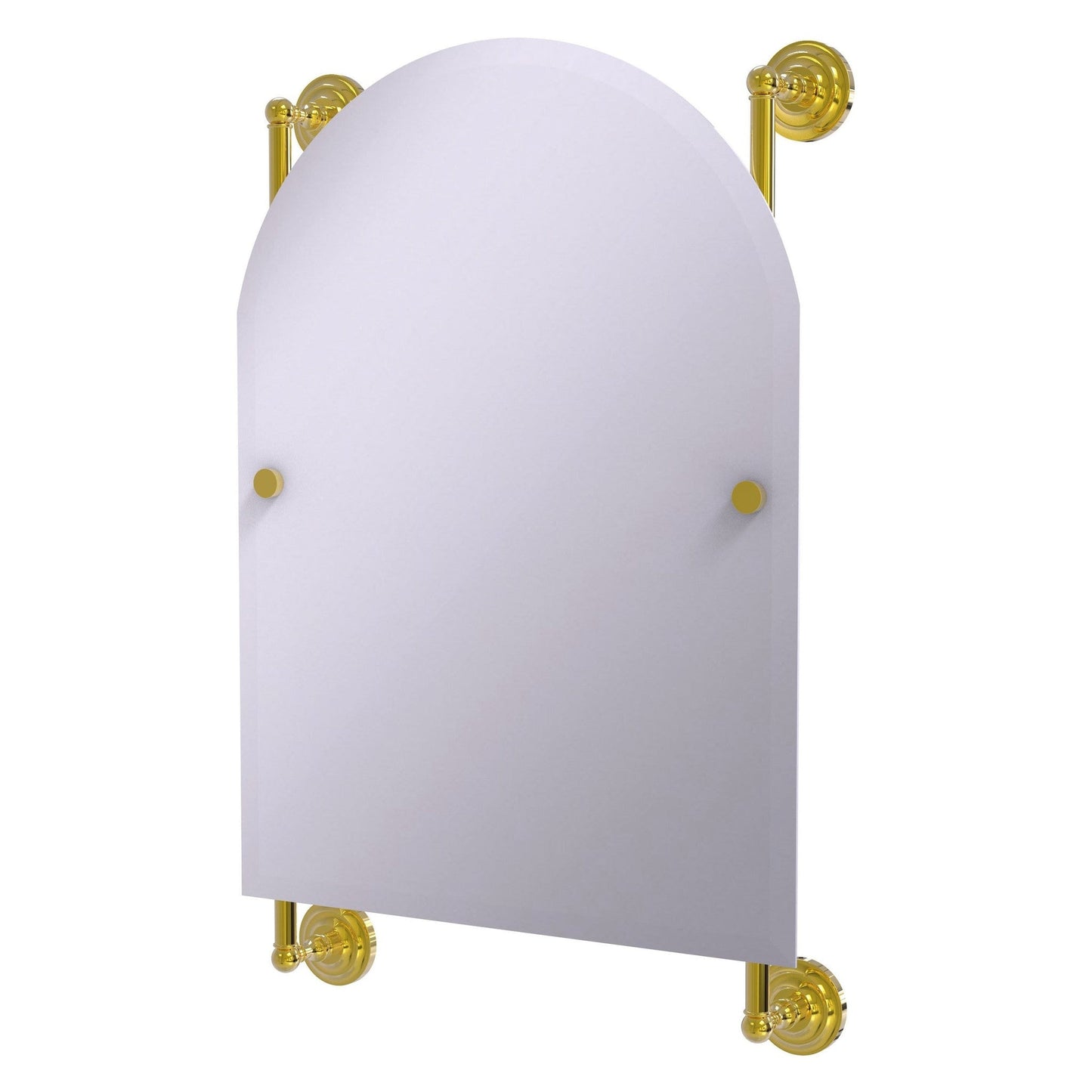Allied Brass Prestige Que New 21" x 3.8" Polished Brass Solid Brass Arched Top Frameless Rail Mounted Mirror