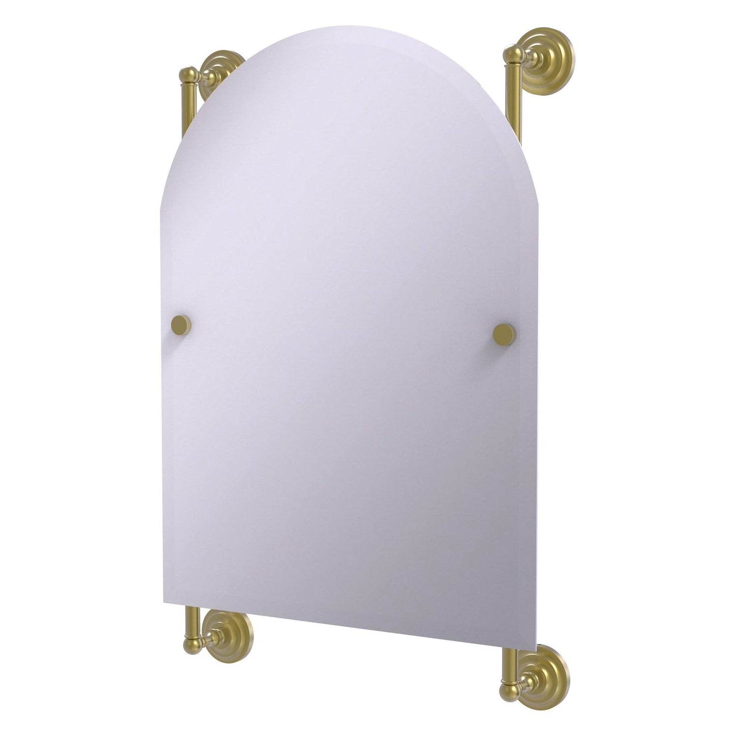 Allied Brass Prestige Que New 21" x 3.8" Satin Brass Solid Brass Arched Top Frameless Rail Mounted Mirror