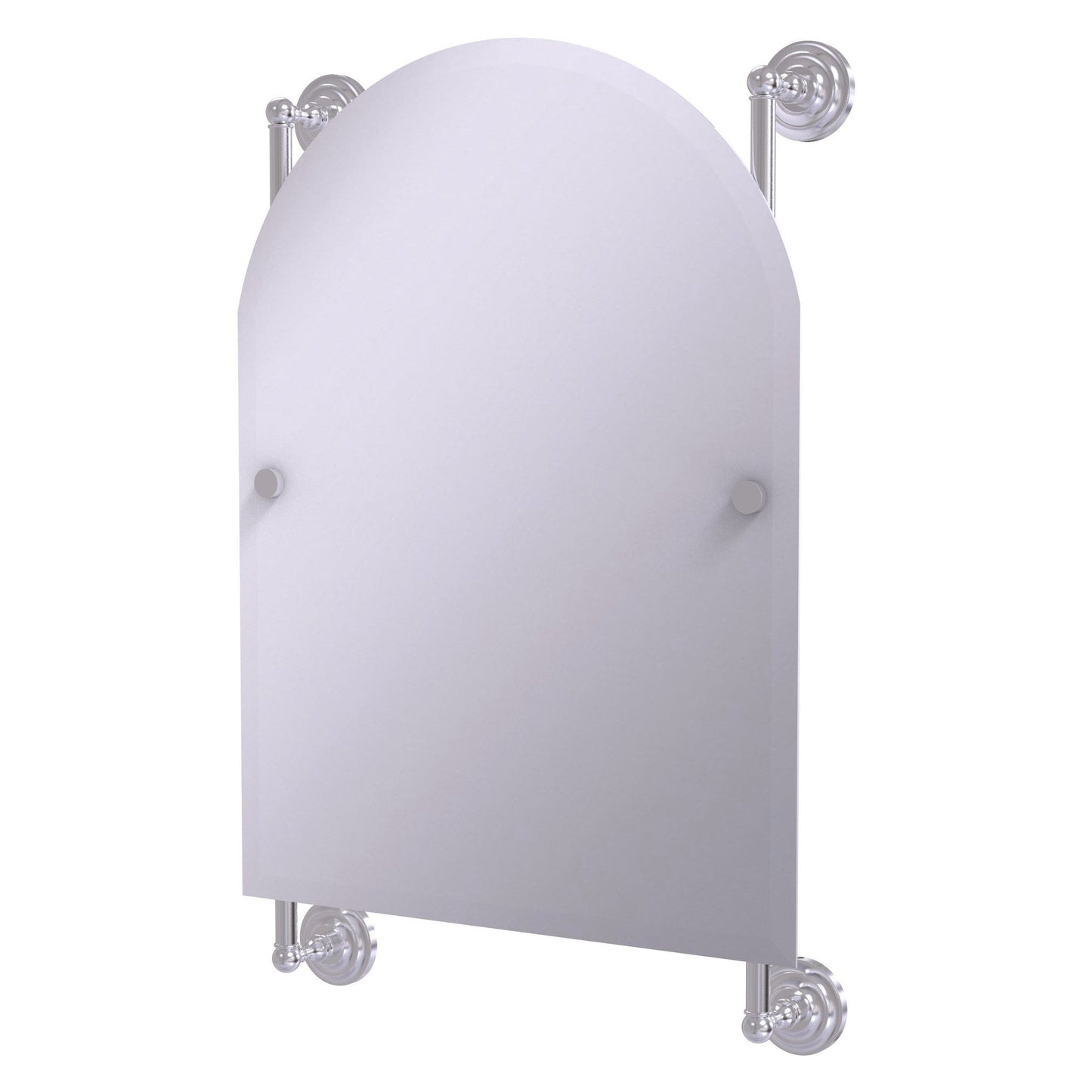 Allied Brass Prestige Que New 21" x 3.8" Satin Chrome Solid Brass Arched Top Frameless Rail Mounted Mirror