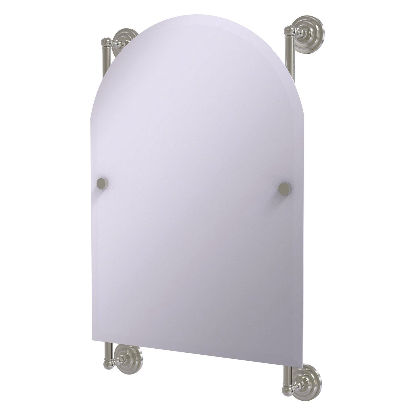 Allied Brass Prestige Que New 21" x 3.8" Satin Nickel Solid Brass Arched Top Frameless Rail Mounted Mirror
