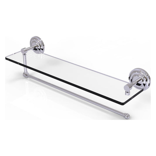 Allied Brass Prestige Que New 22" x 5" Polished Chrome Solid Brass Paper Towel Holder With 22-Inch Glass Shelf