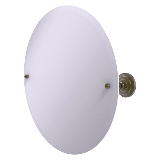 Allied Brass Prestige Que New 23.8" x 3" Antique Brass Solid Brass Frameless Round Tilt Mirror With Beveled Edge