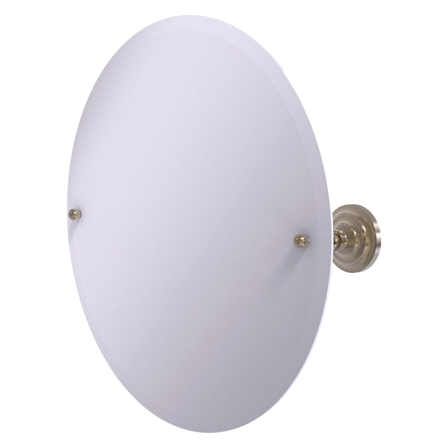 Allied Brass Prestige Que New 23.8" x 3" Antique Pewter Solid Brass Frameless Round Tilt Mirror With Beveled Edge