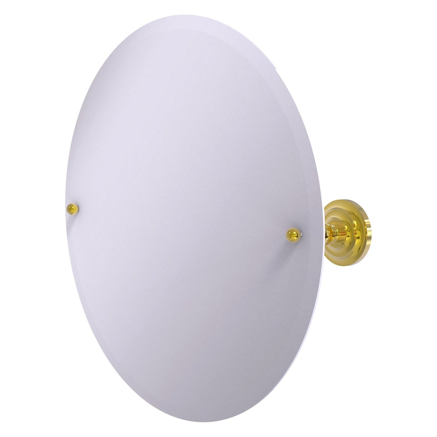 Allied Brass Prestige Que New 23.8" x 3" Polished Brass Solid Brass Frameless Round Tilt Mirror With Beveled Edge