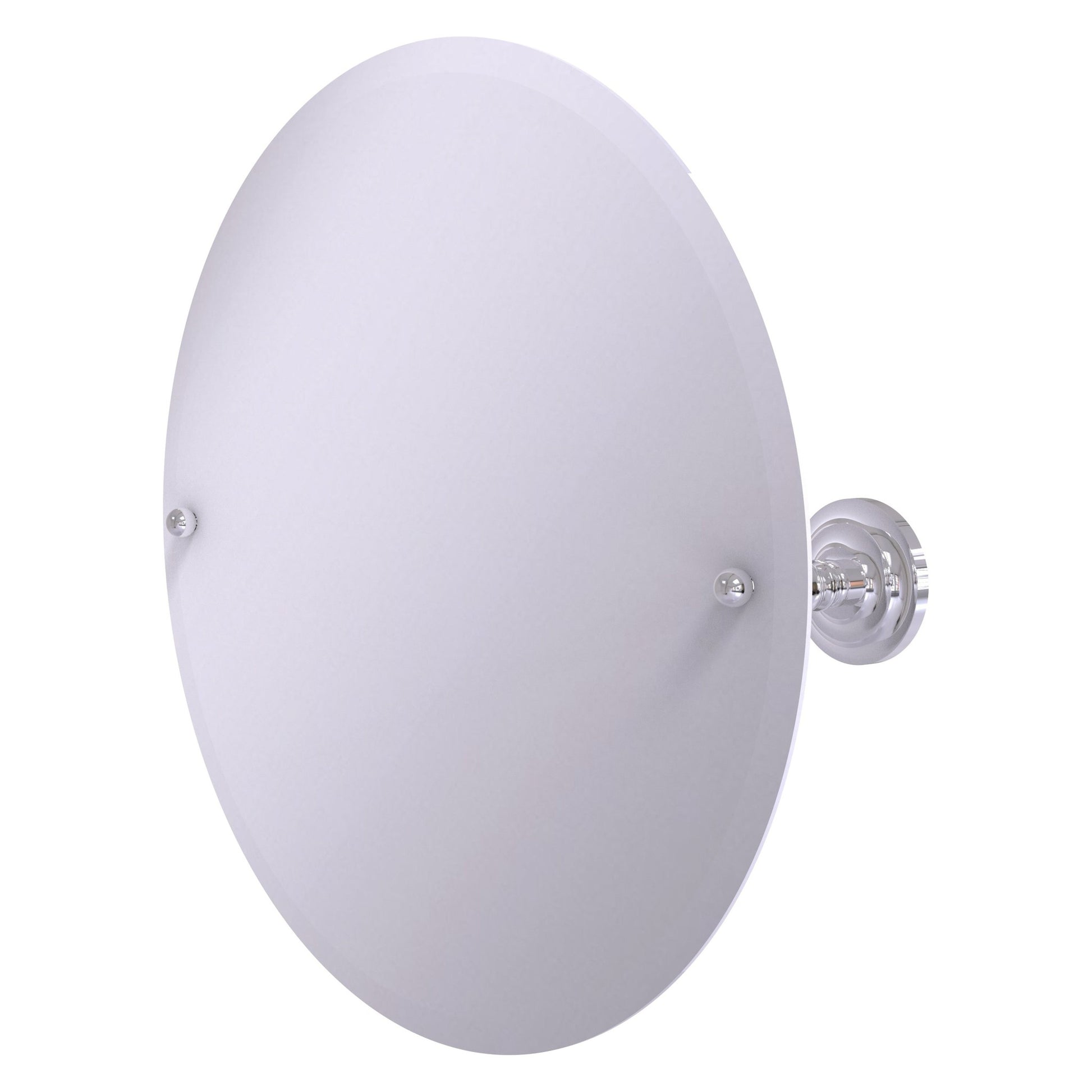 Allied Brass Prestige Que New 23.8" x 3" Polished Chrome Solid Brass Frameless Round Tilt Mirror With Beveled Edge