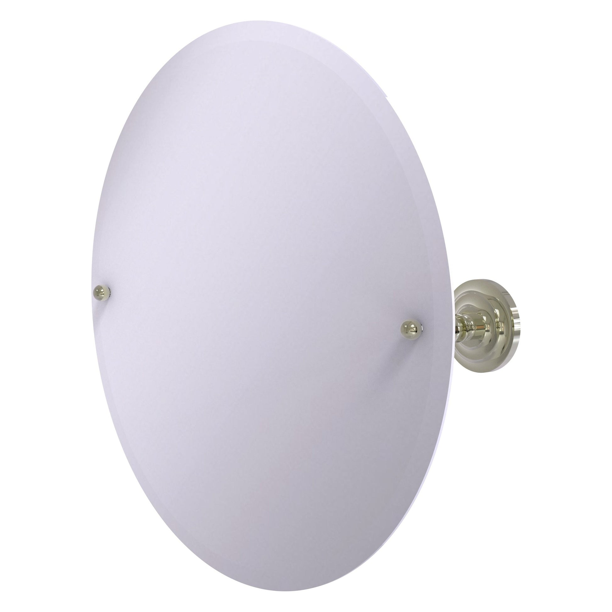 Allied Brass Prestige Que New 23.8" x 3" Polished Nickel Solid Brass Frameless Round Tilt Mirror With Beveled Edge