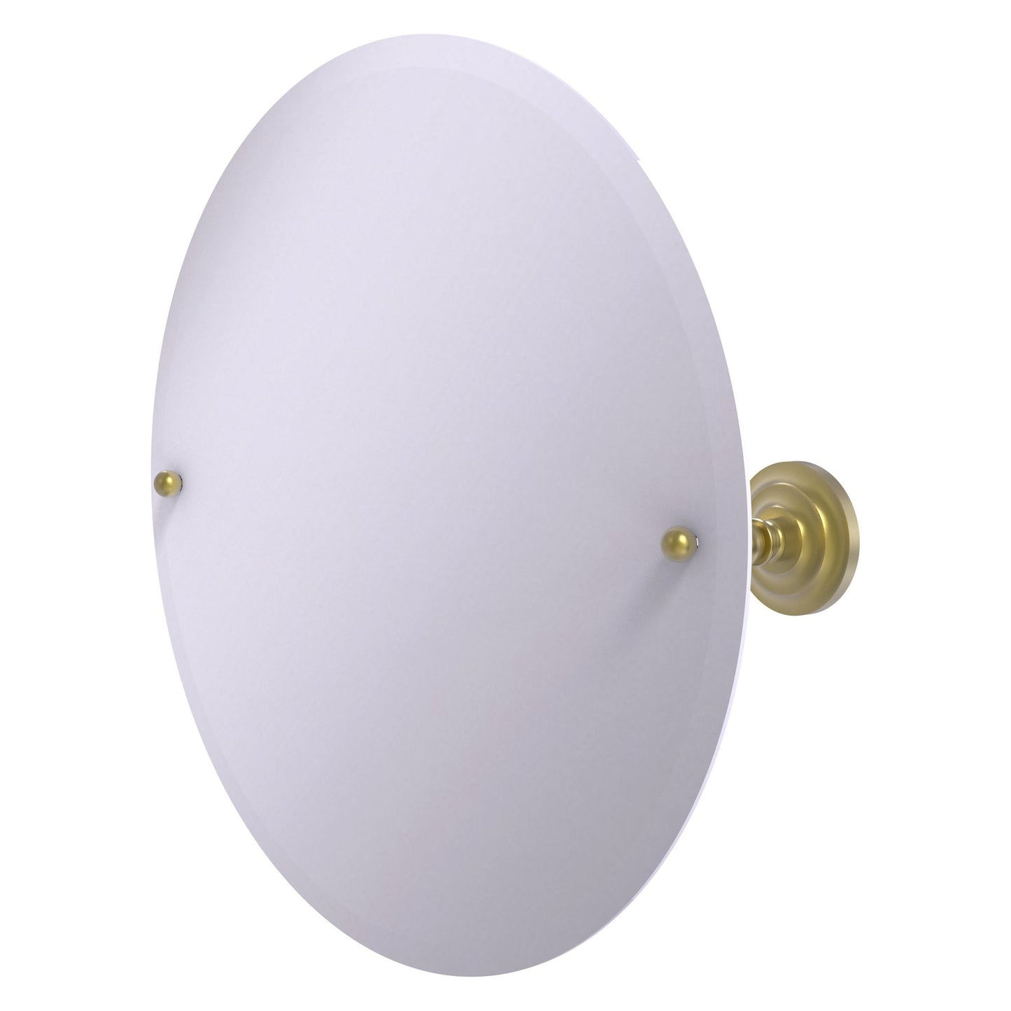 Allied Brass Prestige Que New 23.8" x 3" Satin Brass Solid Brass Frameless Round Tilt Mirror With Beveled Edge