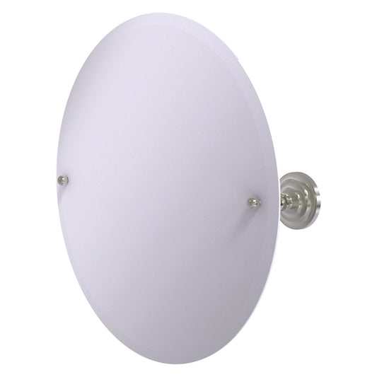 Allied Brass Prestige Que New 23.8" x 3" Satin Nickel Solid Brass Frameless Round Tilt Mirror With Beveled Edge