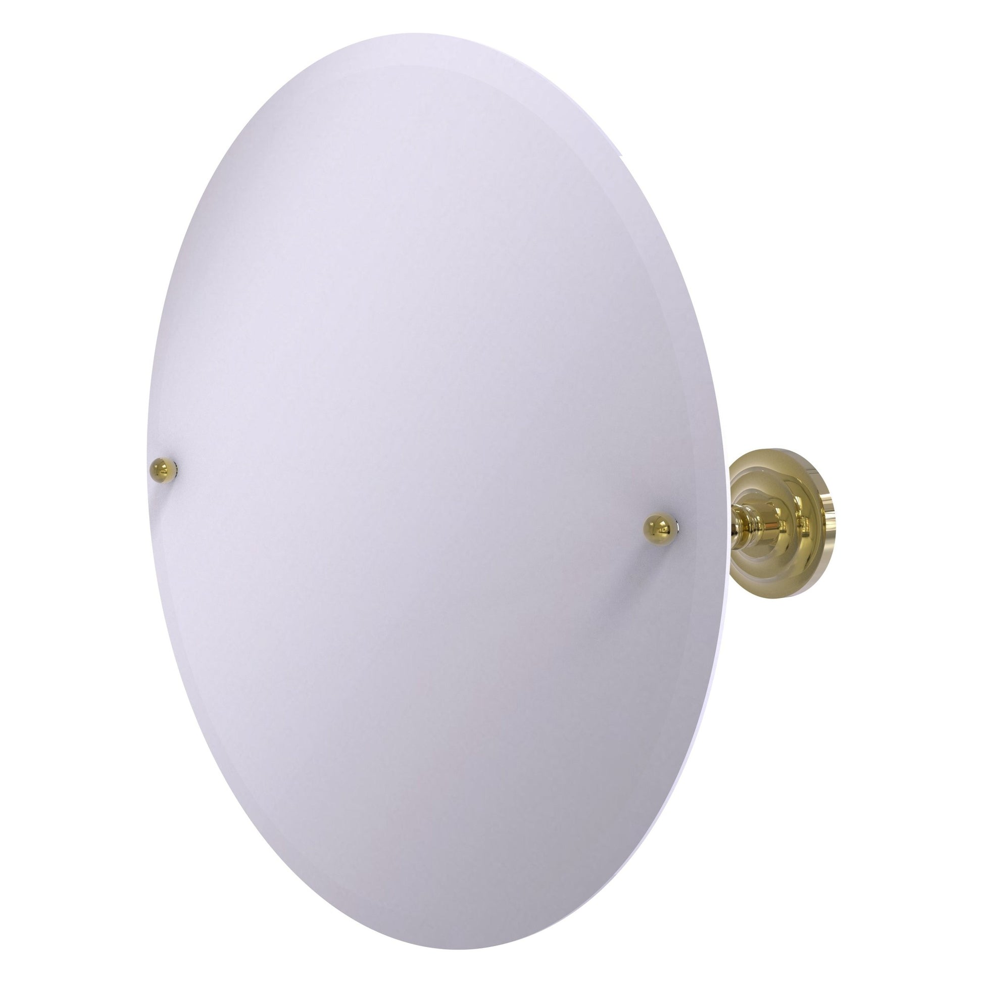 Allied Brass Prestige Que New 23.8" x 3" Unlacquered Brass Solid Brass Frameless Round Tilt Mirror With Beveled Edge