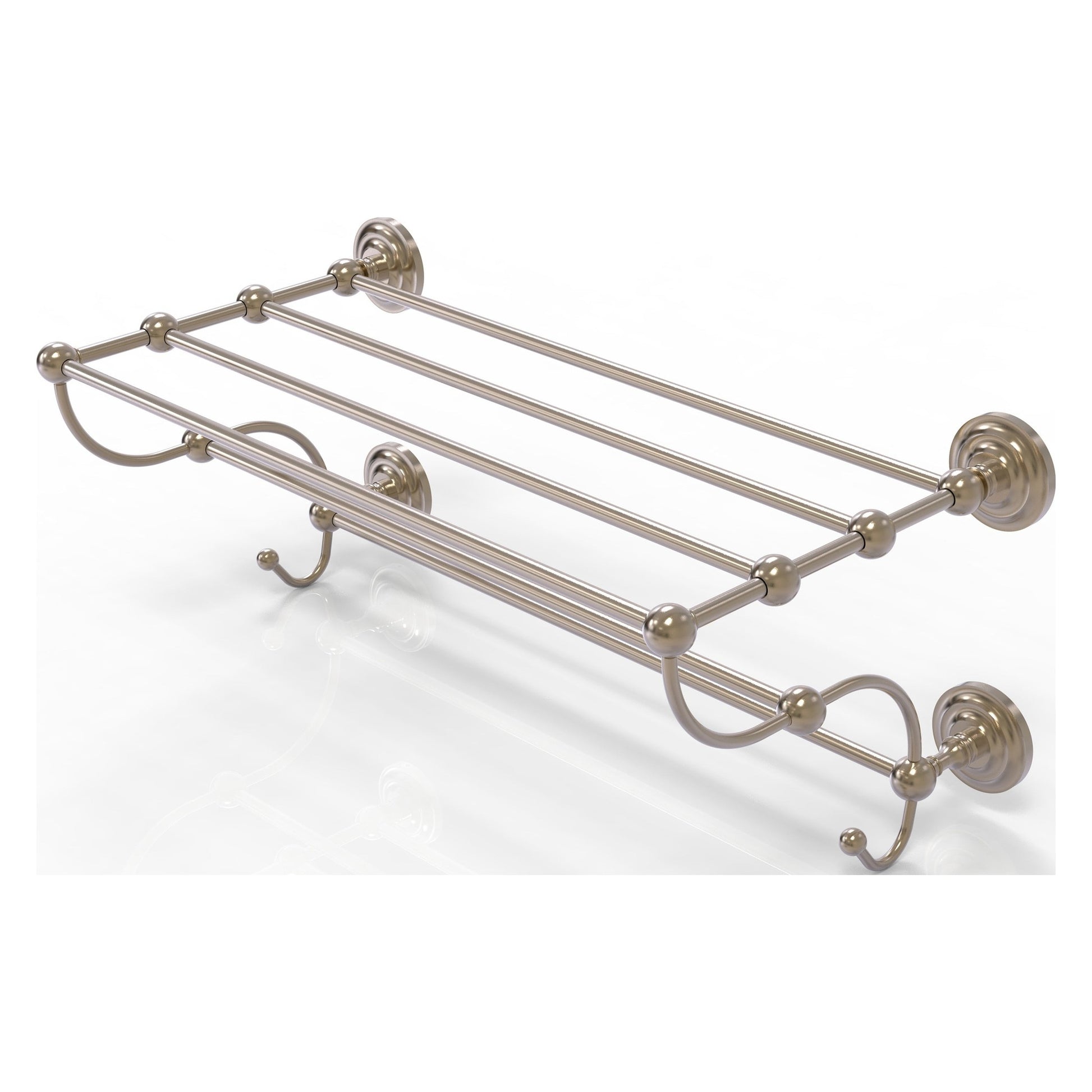 Allied Brass Prestige Que New 24" x 14" Antique Pewter Solid Brass 24-Inch Train Rack Towel Shelf