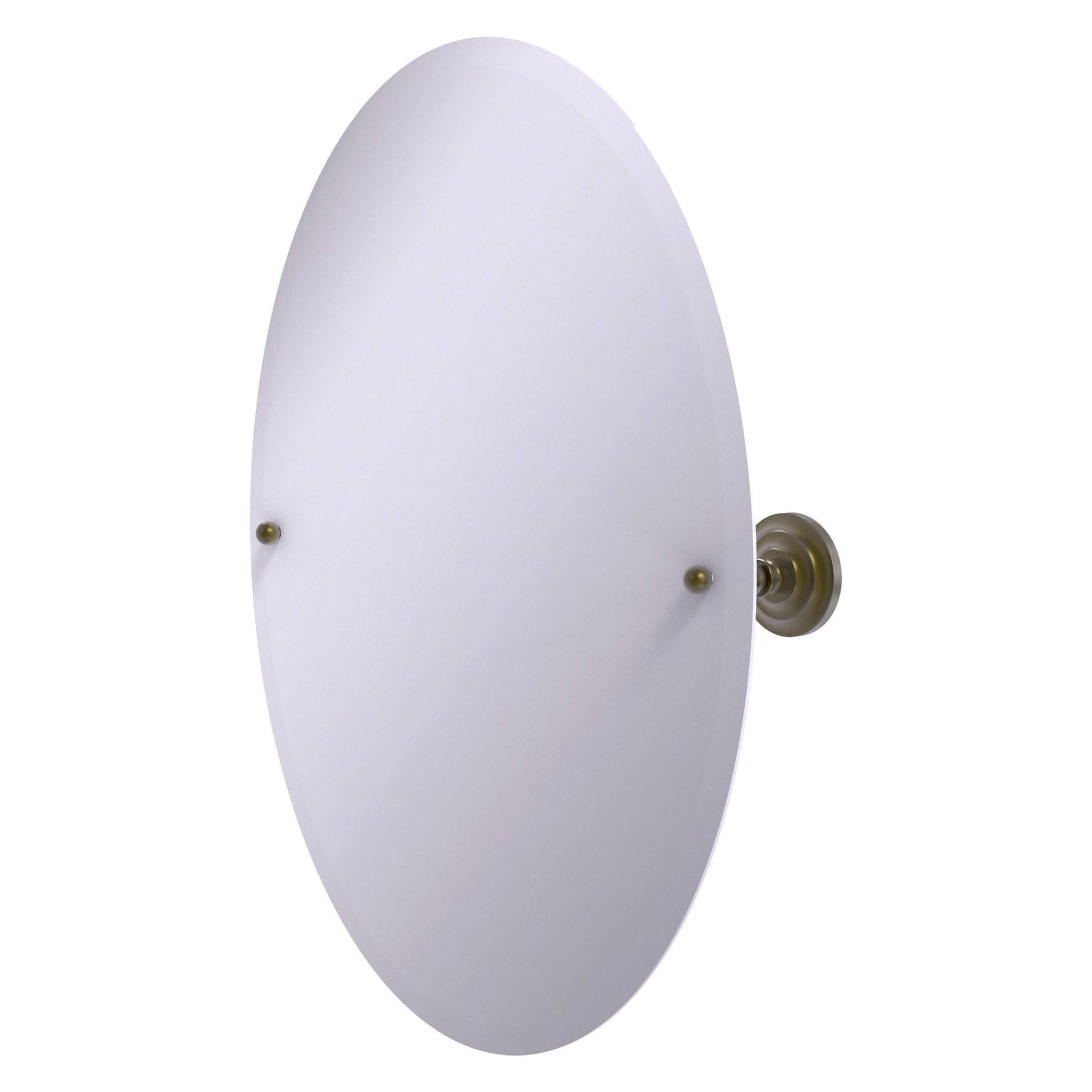 Allied Brass Prestige Que New 26" x 21" Antique Brass Solid Brass Frameless Oval Tilt Mirror With Beveled Edge