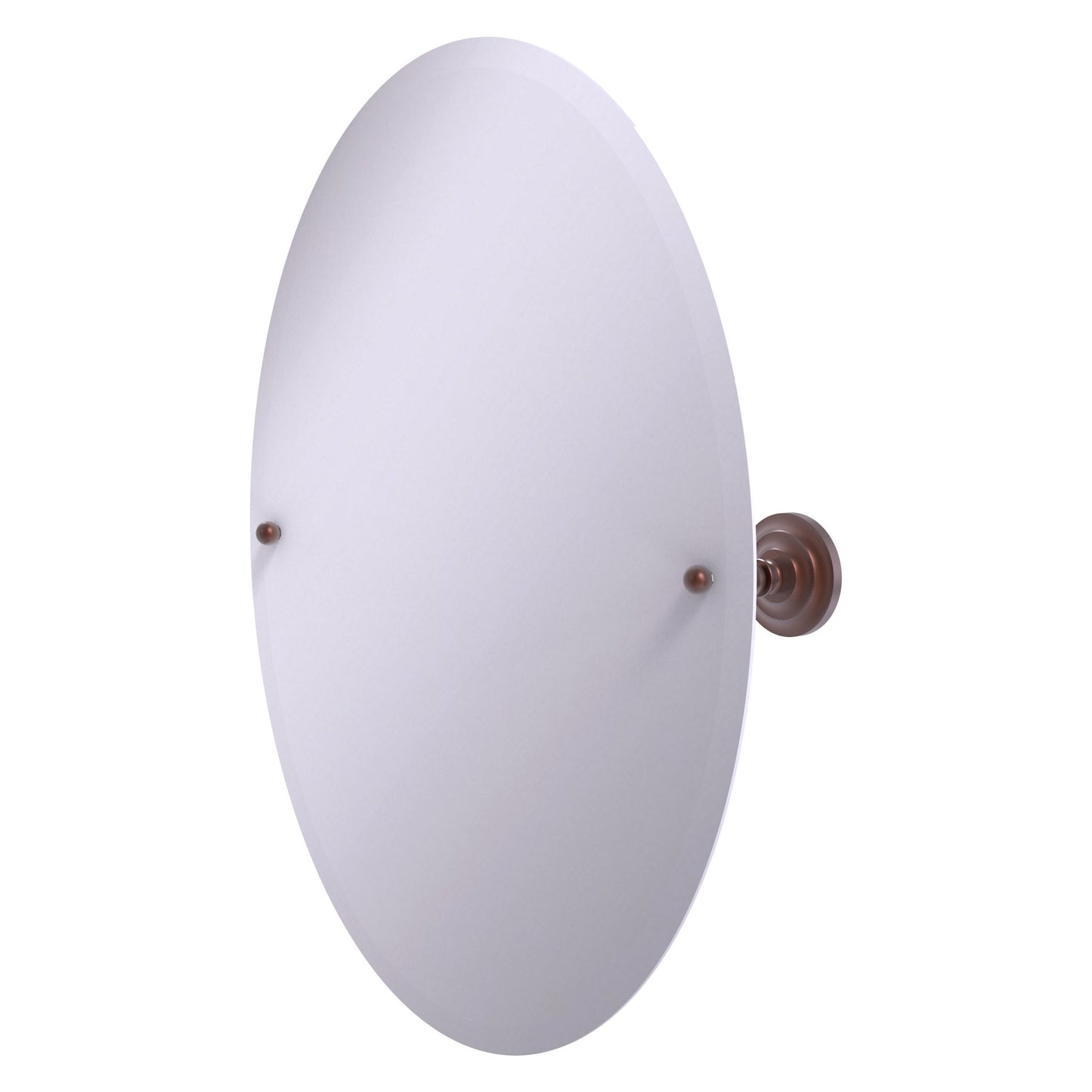 Allied Brass Prestige Que New 26" x 21" Antique Copper Solid Brass Frameless Oval Tilt Mirror With Beveled Edge
