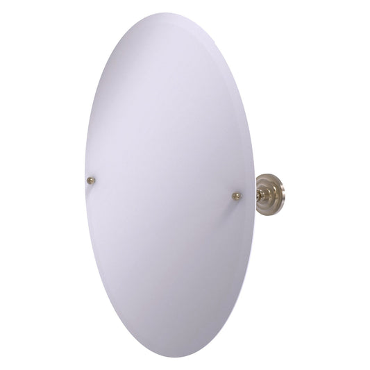 Allied Brass Prestige Que New 26" x 21" Antique Pewter Solid Brass Frameless Oval Tilt Mirror With Beveled Edge