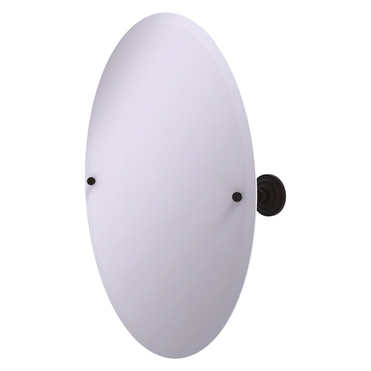 Allied Brass Prestige Que New 26" x 21" Oil Rubbed Bronze Solid Brass Frameless Oval Tilt Mirror With Beveled Edge