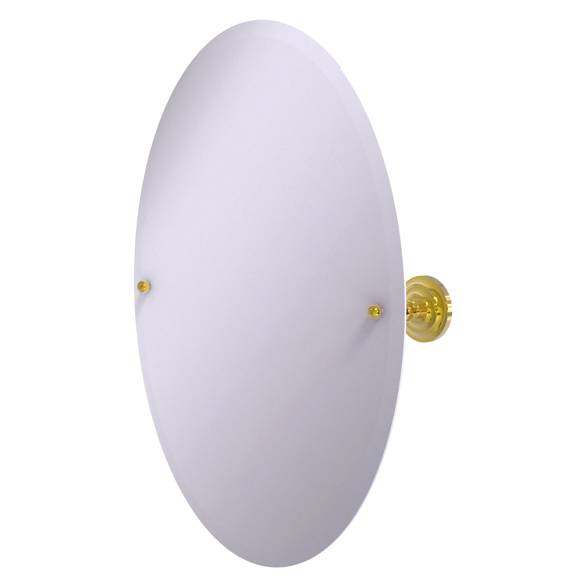 Allied Brass Prestige Que New 26" x 21" Polished Brass Solid Brass Frameless Oval Tilt Mirror With Beveled Edge