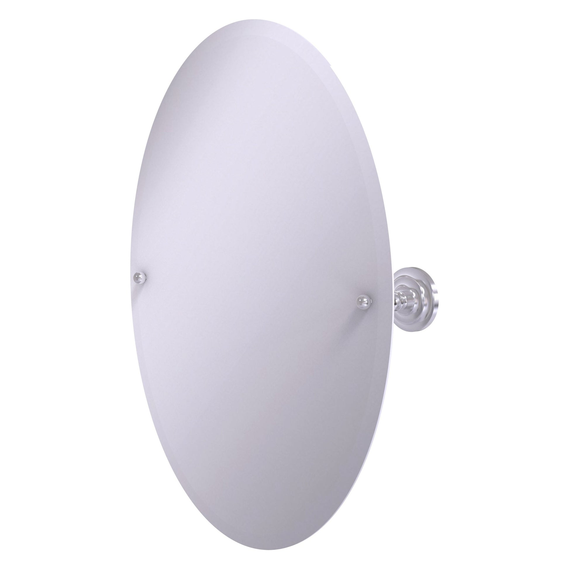 Allied Brass Prestige Que New 26" x 21" Satin Chrome Solid Brass Frameless Oval Tilt Mirror With Beveled Edge