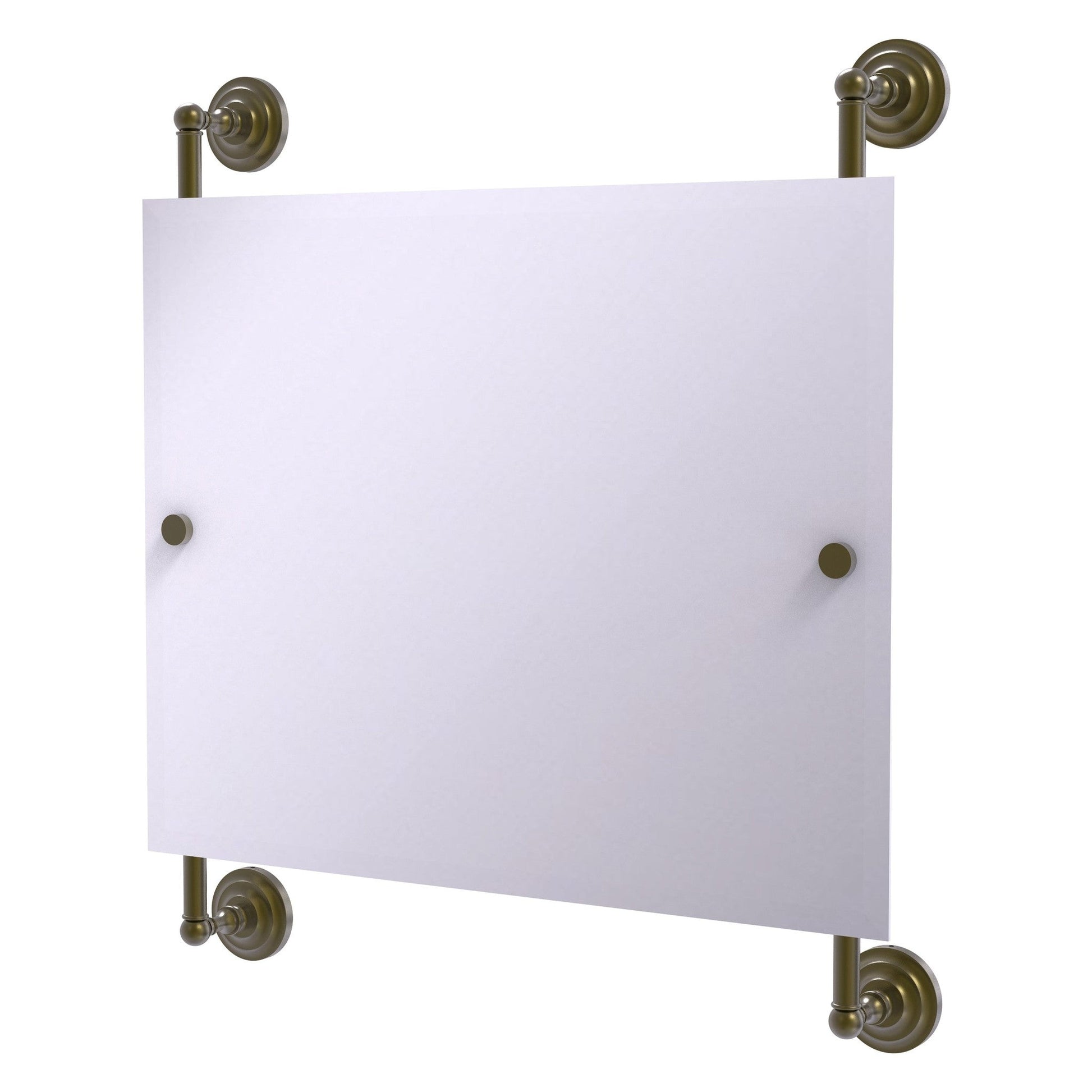 Allied Brass Prestige Que New 26" x 3.8" Antique Brass Solid Brass Landscape Rectangular Frameless Rail Mounted Mirror