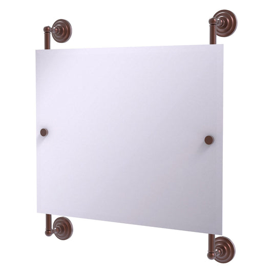 Allied Brass Prestige Que New 26" x 3.8" Antique Copper Solid Brass Landscape Rectangular Frameless Rail Mounted Mirror