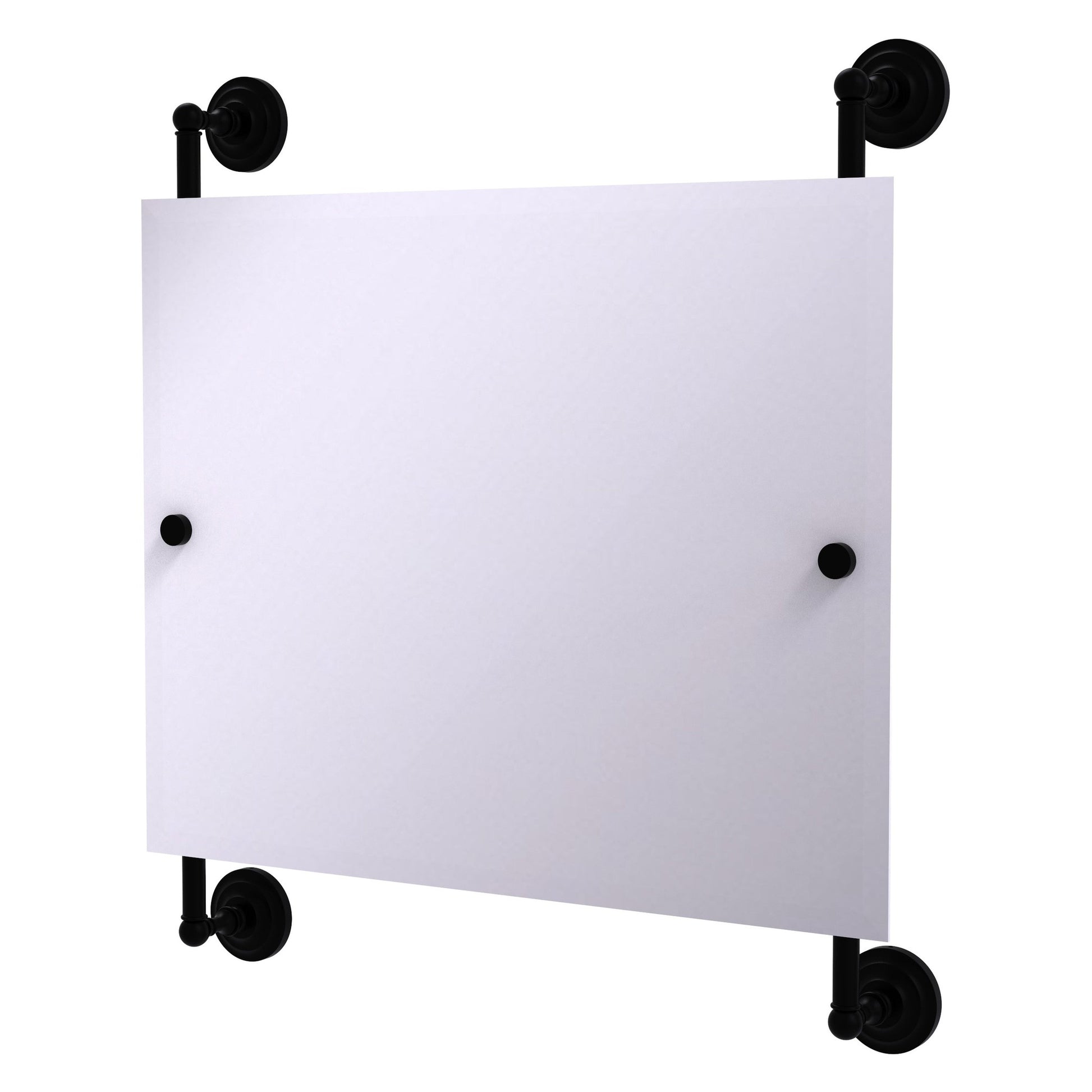 Allied Brass Prestige Que New 26" x 3.8" Matte Black Solid Brass Landscape Rectangular Frameless Rail Mounted Mirror