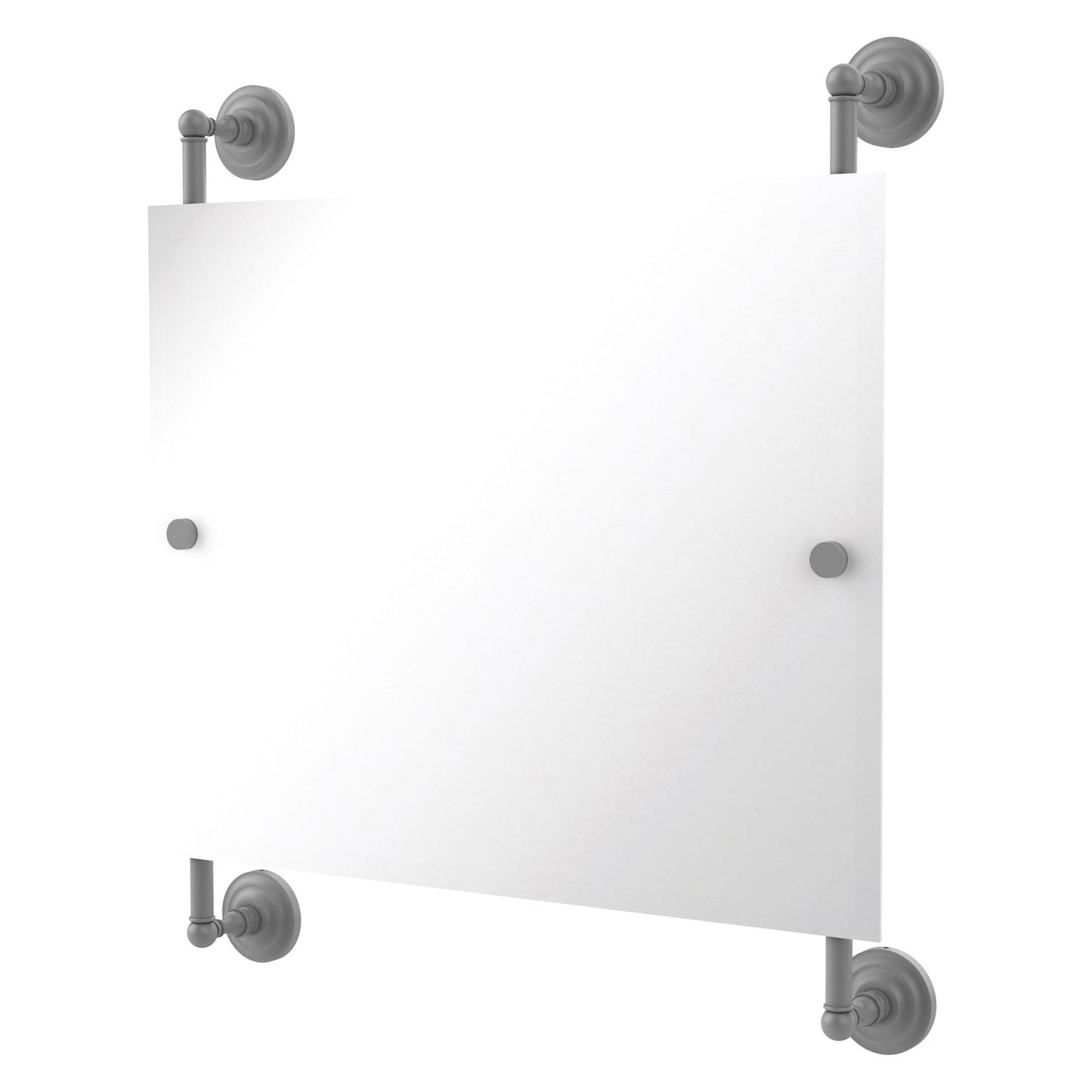 Allied Brass Prestige Que New 26" x 3.8" Matte Gray Solid Brass Landscape Rectangular Frameless Rail Mounted Mirror