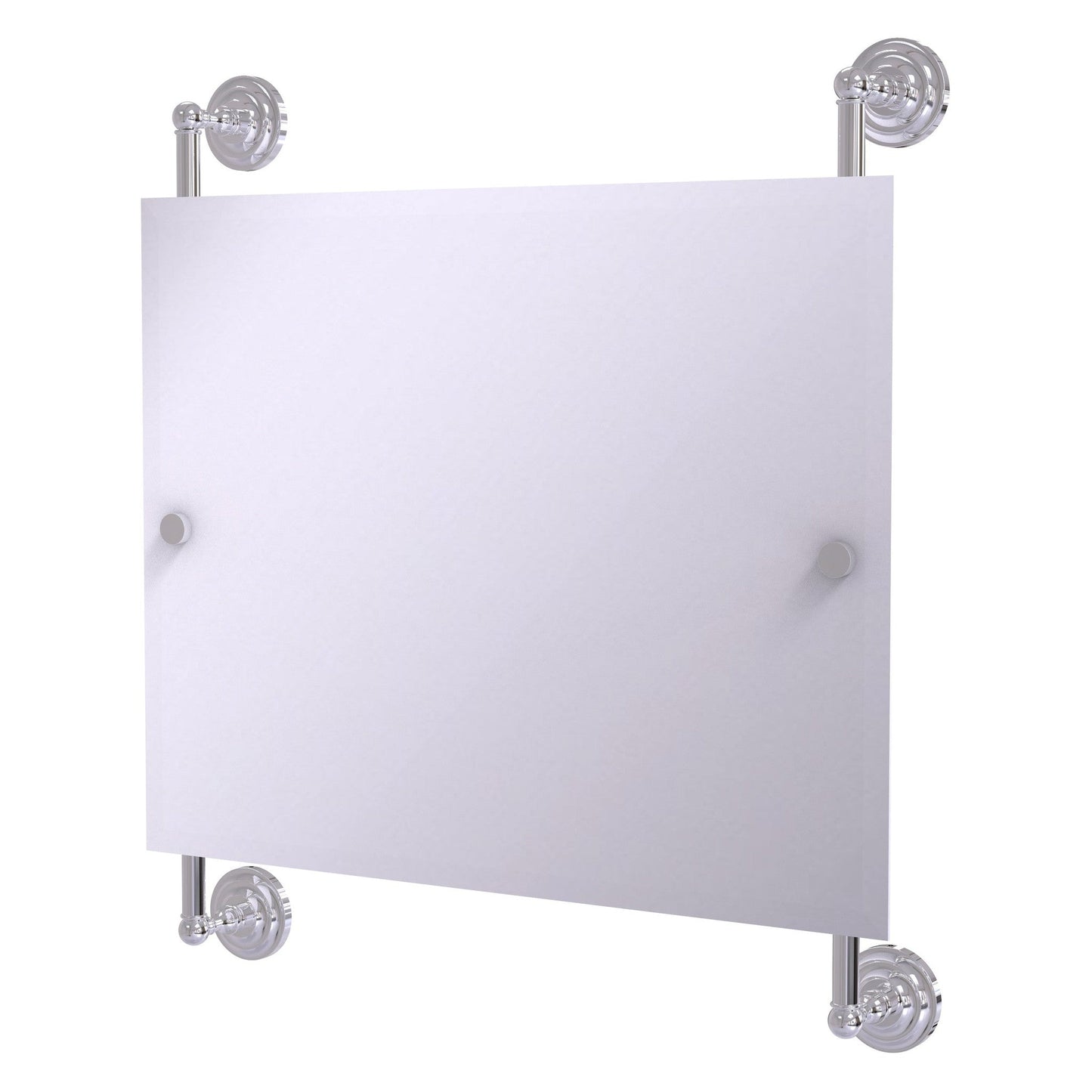 Allied Brass Prestige Que New 26" x 3.8" Polished Chrome Solid Brass Landscape Rectangular Frameless Rail Mounted Mirror