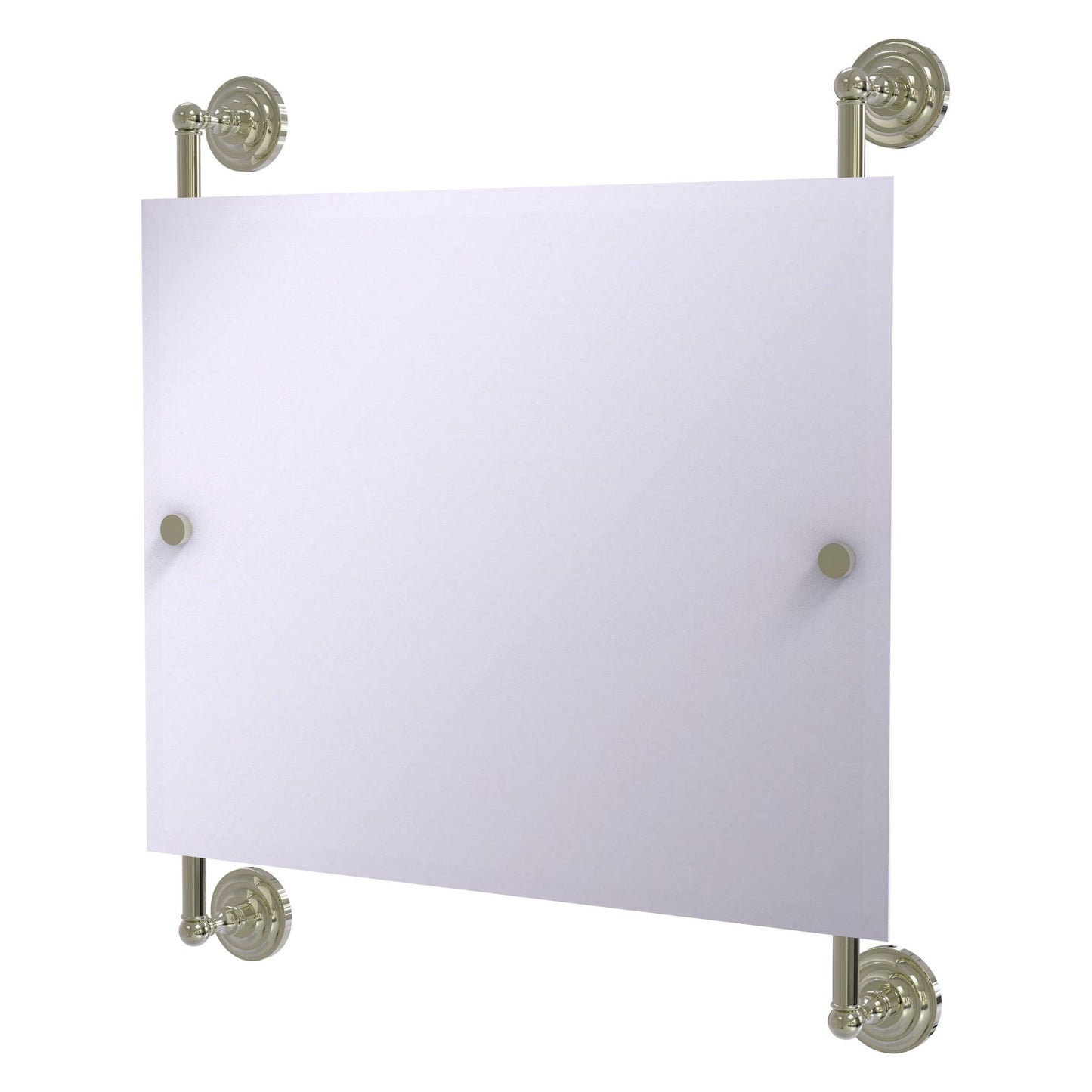 Allied Brass Prestige Que New 26" x 3.8" Polished Nickel Solid Brass Landscape Rectangular Frameless Rail Mounted Mirror