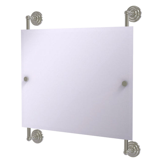 Allied Brass Prestige Que New 26" x 3.8" Satin Nickel Solid Brass Landscape Rectangular Frameless Rail Mounted Mirror