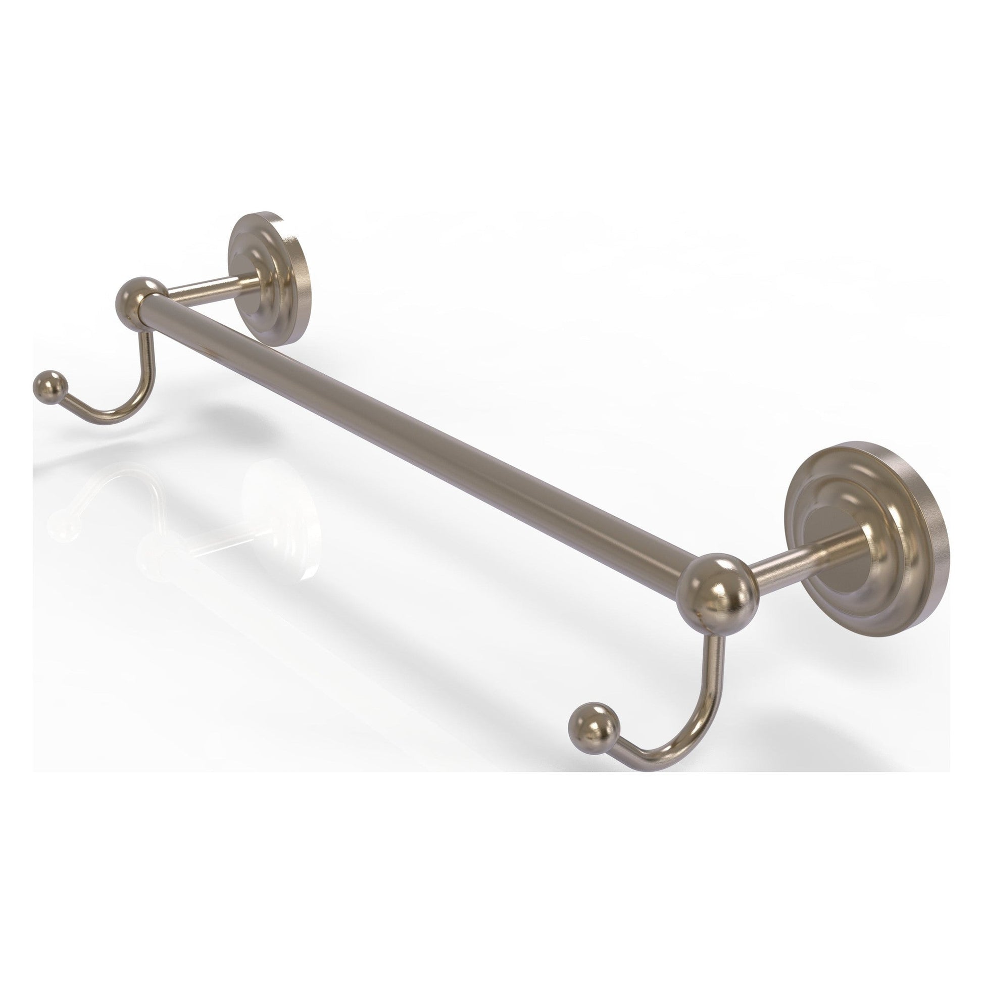 Allied Brass Prestige Que New 26.25" x 6" Antique Pewter Solid Brass 24-Inch Towel Bar With Integrated Hooks
