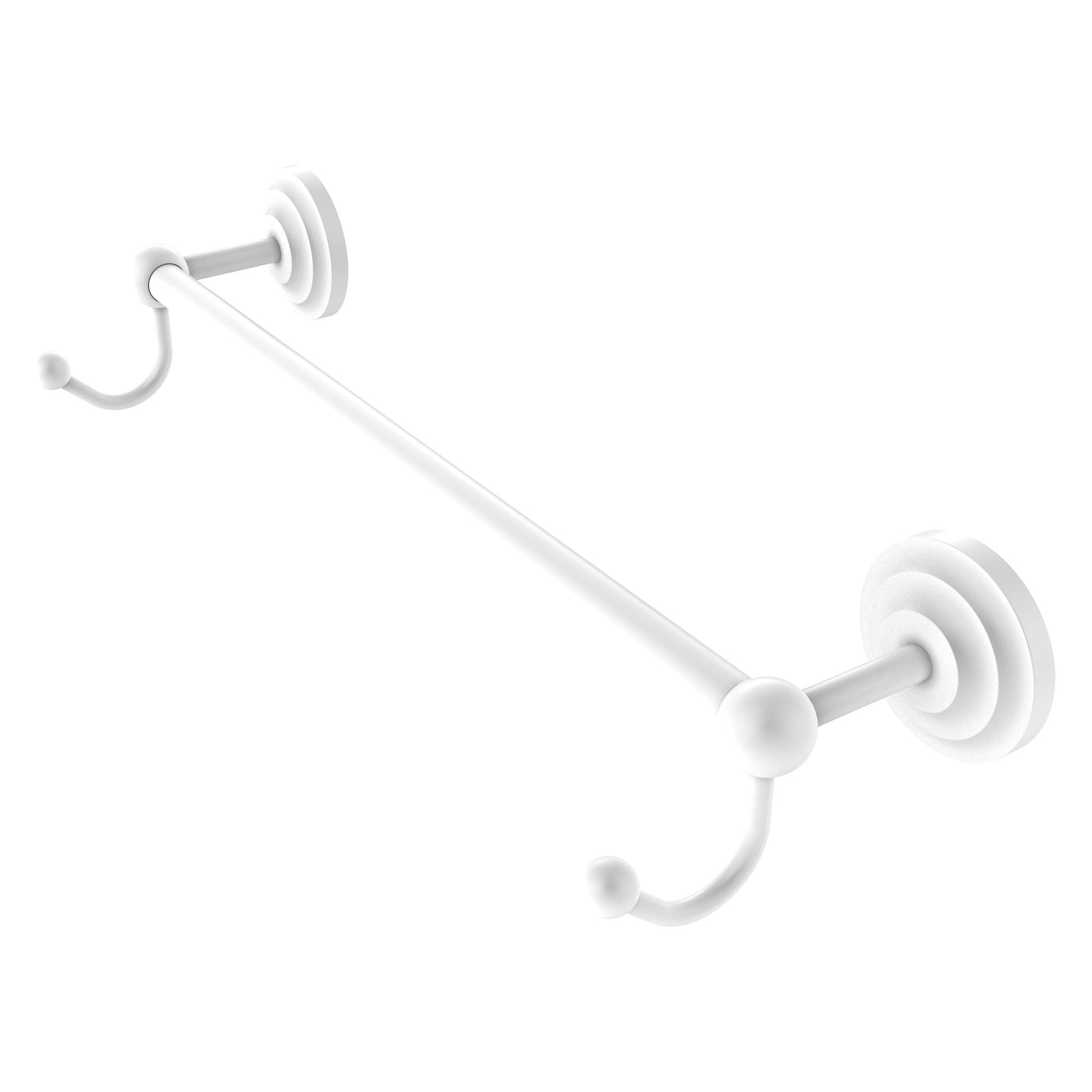 Allied Brass Prestige Que New 26.25" x 6" Matte White Solid Brass 24-Inch Towel Bar With Integrated Hooks