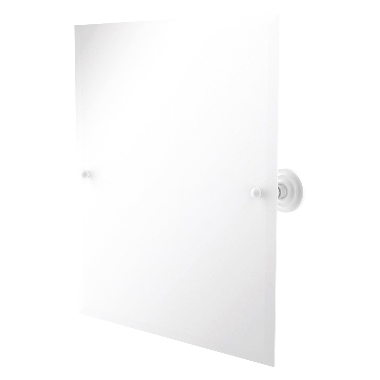 Allied Brass Prestige Que New 29" x 21" Matte White Solid Brass Frameless Rectangular Tilt Mirror With Beveled Edge