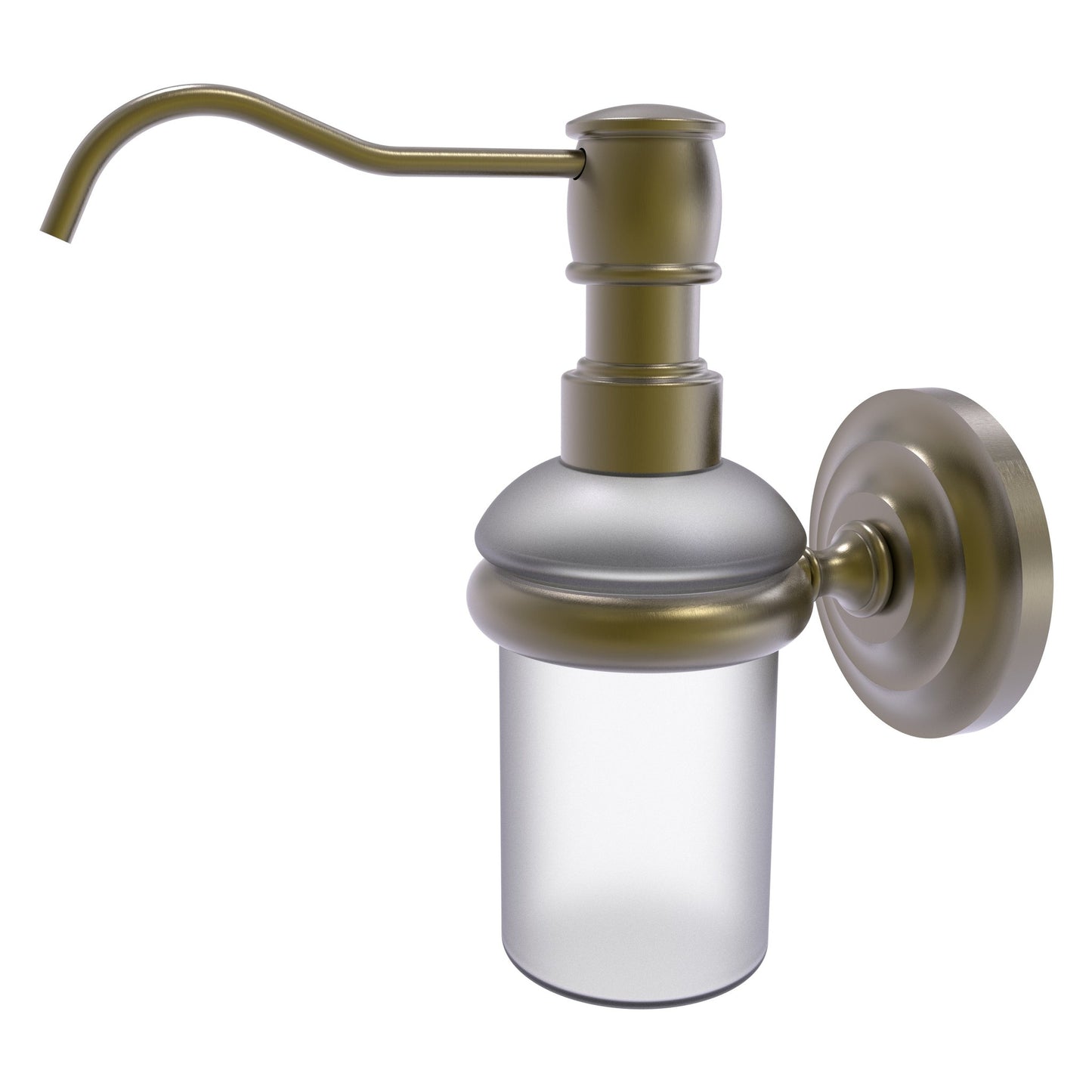 Allied Brass Prestige Que New 3" x 3" Antique Brass Solid Brass Wall-Mounted Soap Dispenser