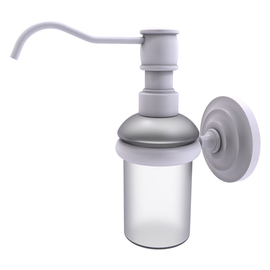 Allied Brass Prestige Que New 3" x 3" Matte White Solid Brass Wall-Mounted Soap Dispenser