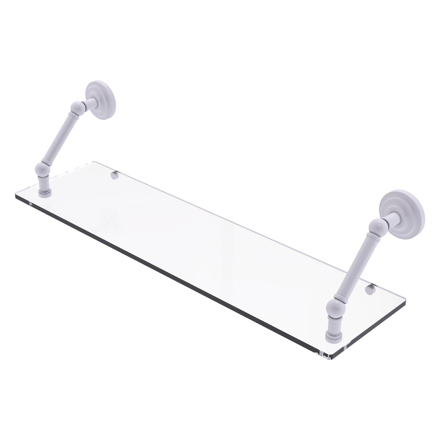 Allied Brass Prestige Que New 30" x 8" Matte White Solid Brass 30-Inch Floating Glass Shelf