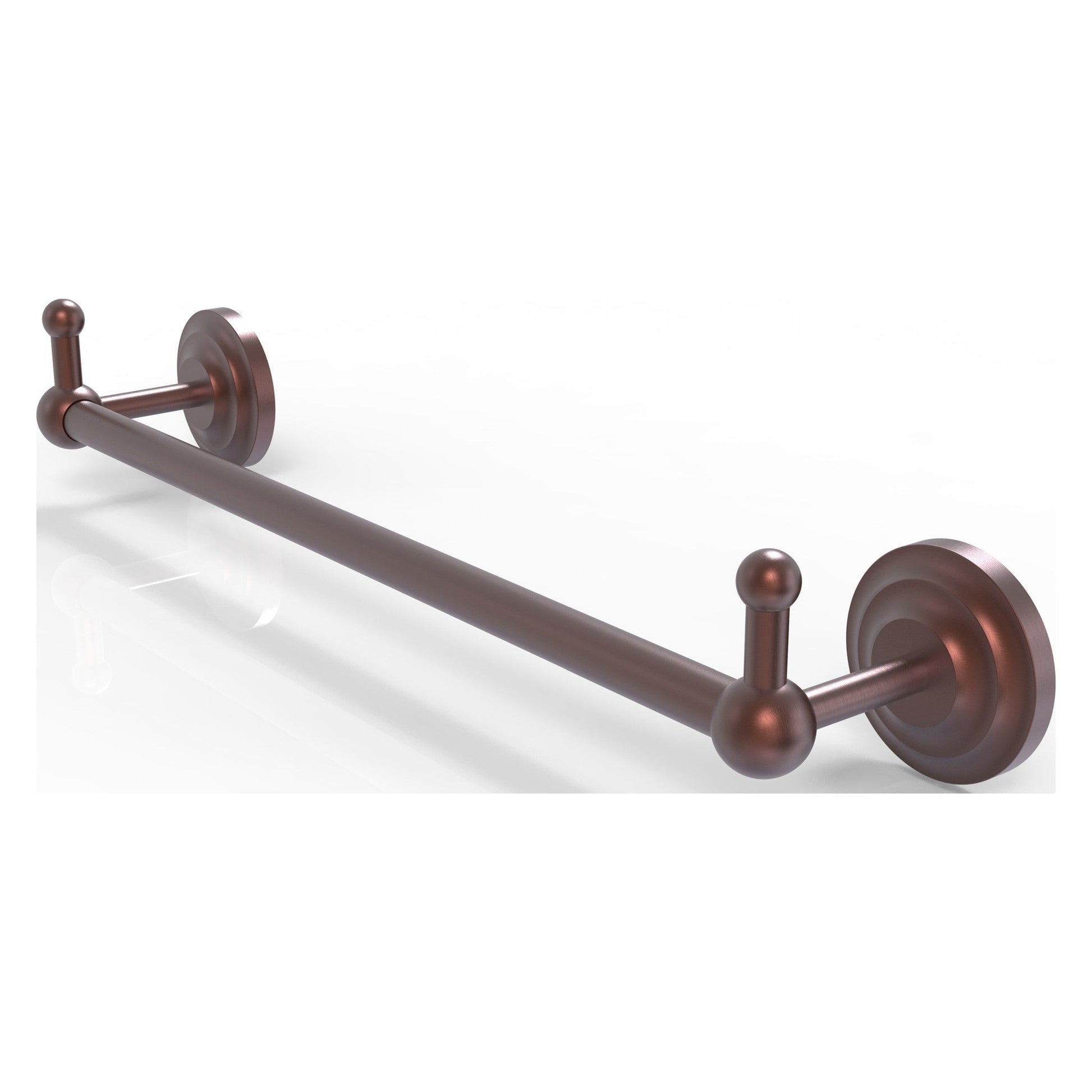 Allied Brass Prestige Que New 32.25" x 3.8" Antique Copper Solid Brass 30-Inch Towel Bar With Integrated Hooks