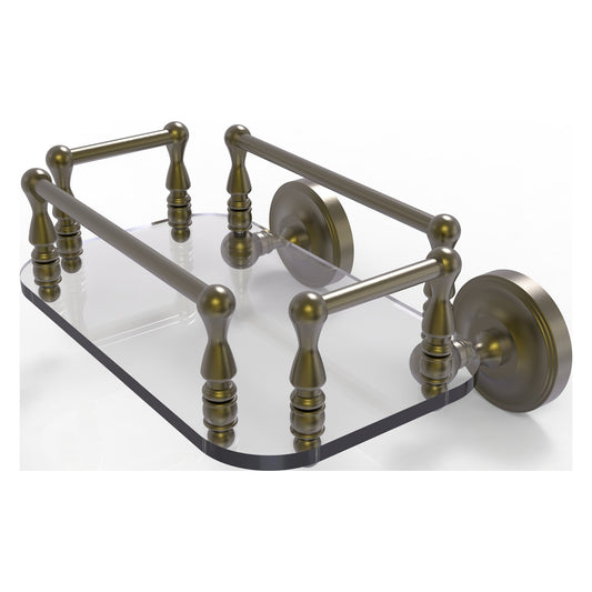 Allied Brass Prestige Regal 10.25" x 8" Antique Brass Solid Brass PR-GT-6 Wall-Mounted Glass Guest Towel Tray