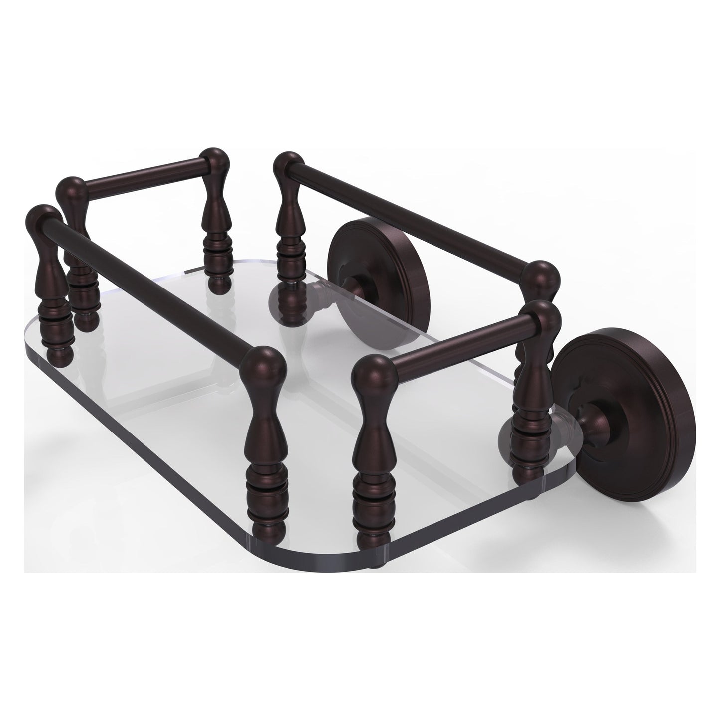 Allied Brass Prestige Regal 10.25" x 8" Antique Bronze Solid Brass PR-GT-6 Wall-Mounted Glass Guest Towel Tray