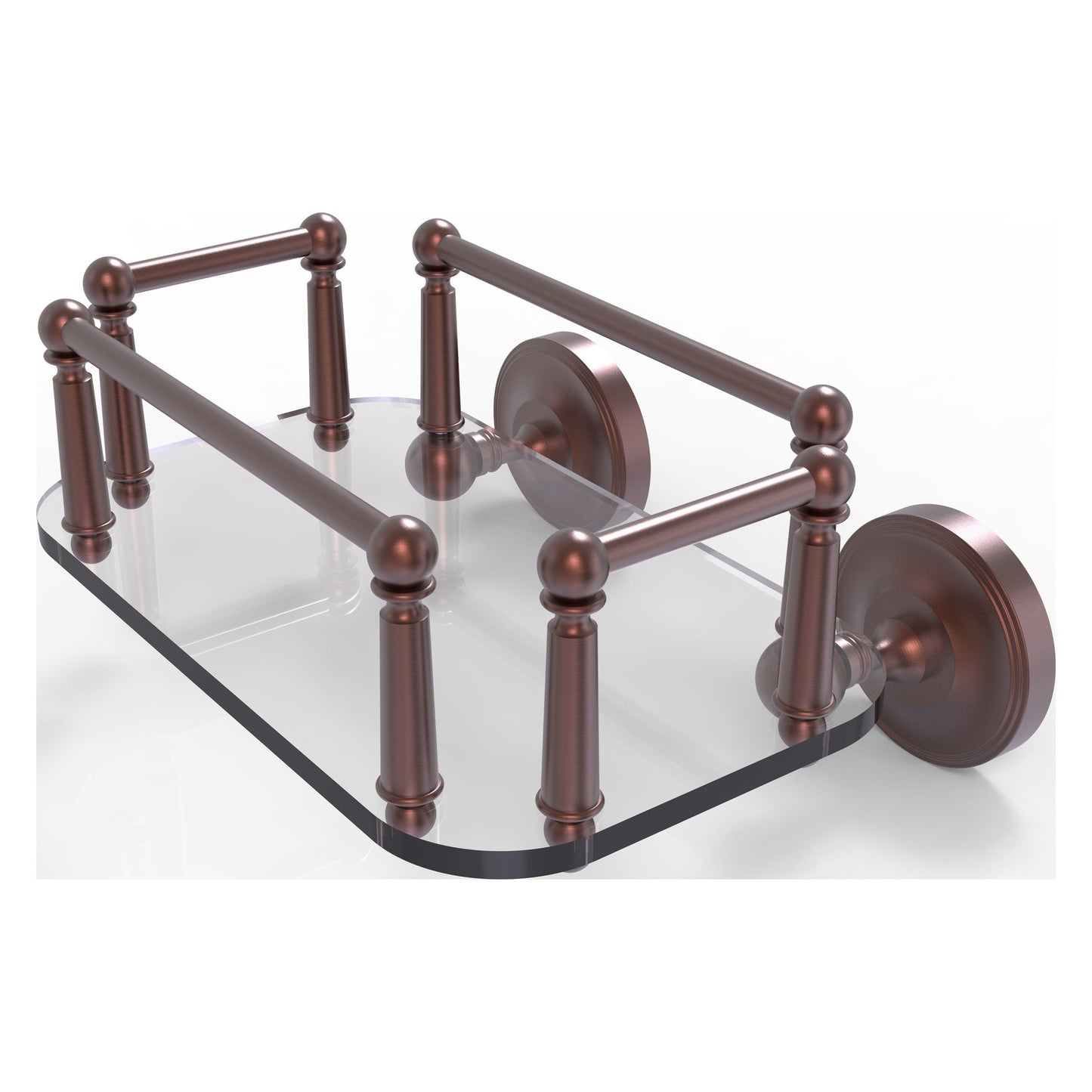 Allied Brass Prestige Regal 10.25" x 8" Antique Copper Solid Brass PR-GT-5 Wall-Mounted Glass Guest Towel Tray