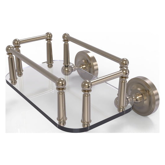 Allied Brass Prestige Regal 10.25" x 8" Antique Pewter Solid Brass PR-GT-5 Wall-Mounted Glass Guest Towel Tray