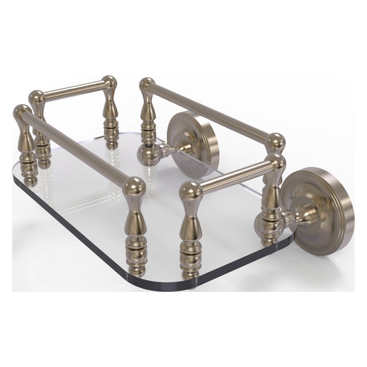 Allied Brass Prestige Regal 10.25" x 8" Antique Pewter Solid Brass PR-GT-6 Wall-Mounted Glass Guest Towel Tray